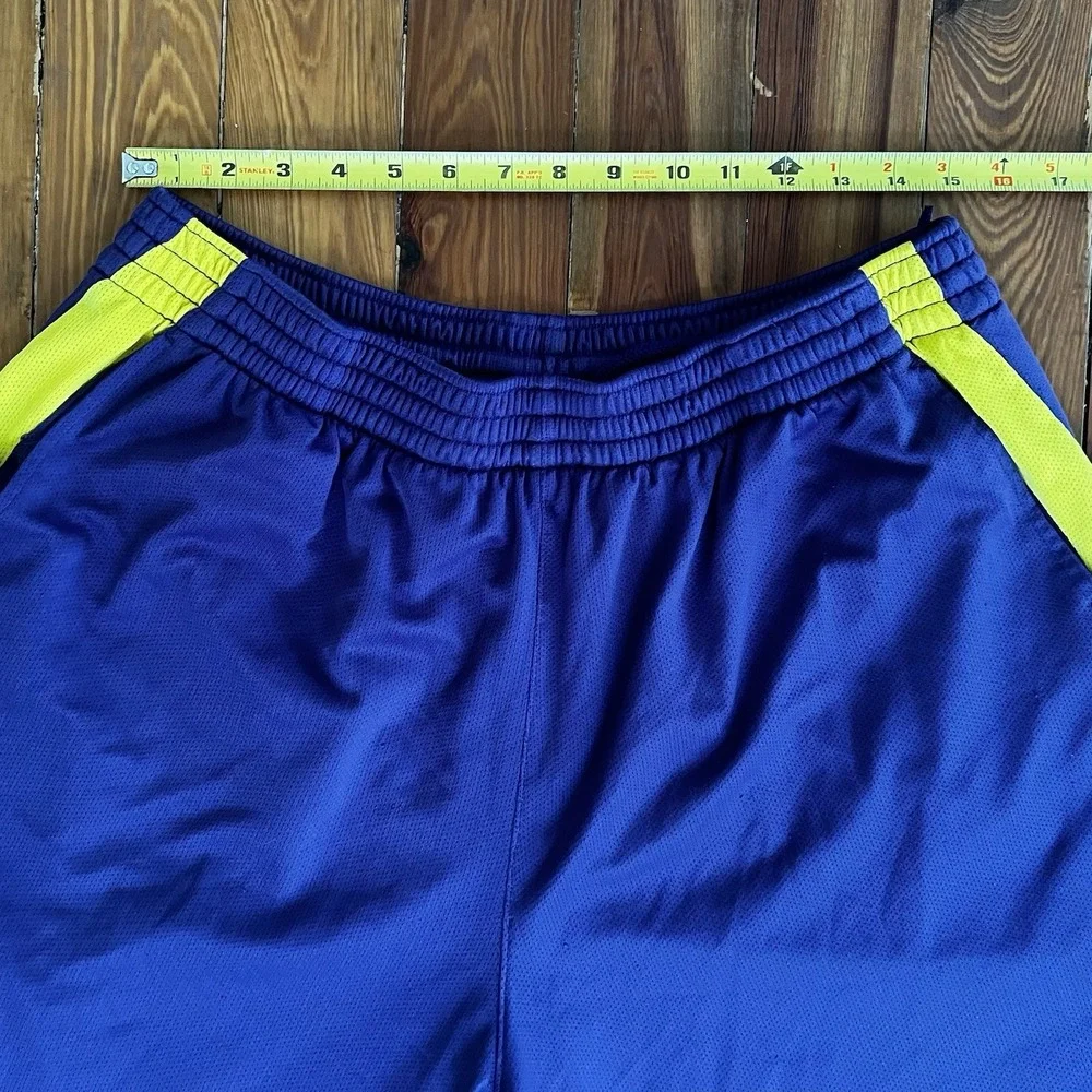 Vintage Nike Team FIT DRY Basketball Shorts XXL Purple Yellow Mesh Swoosh Logo 8